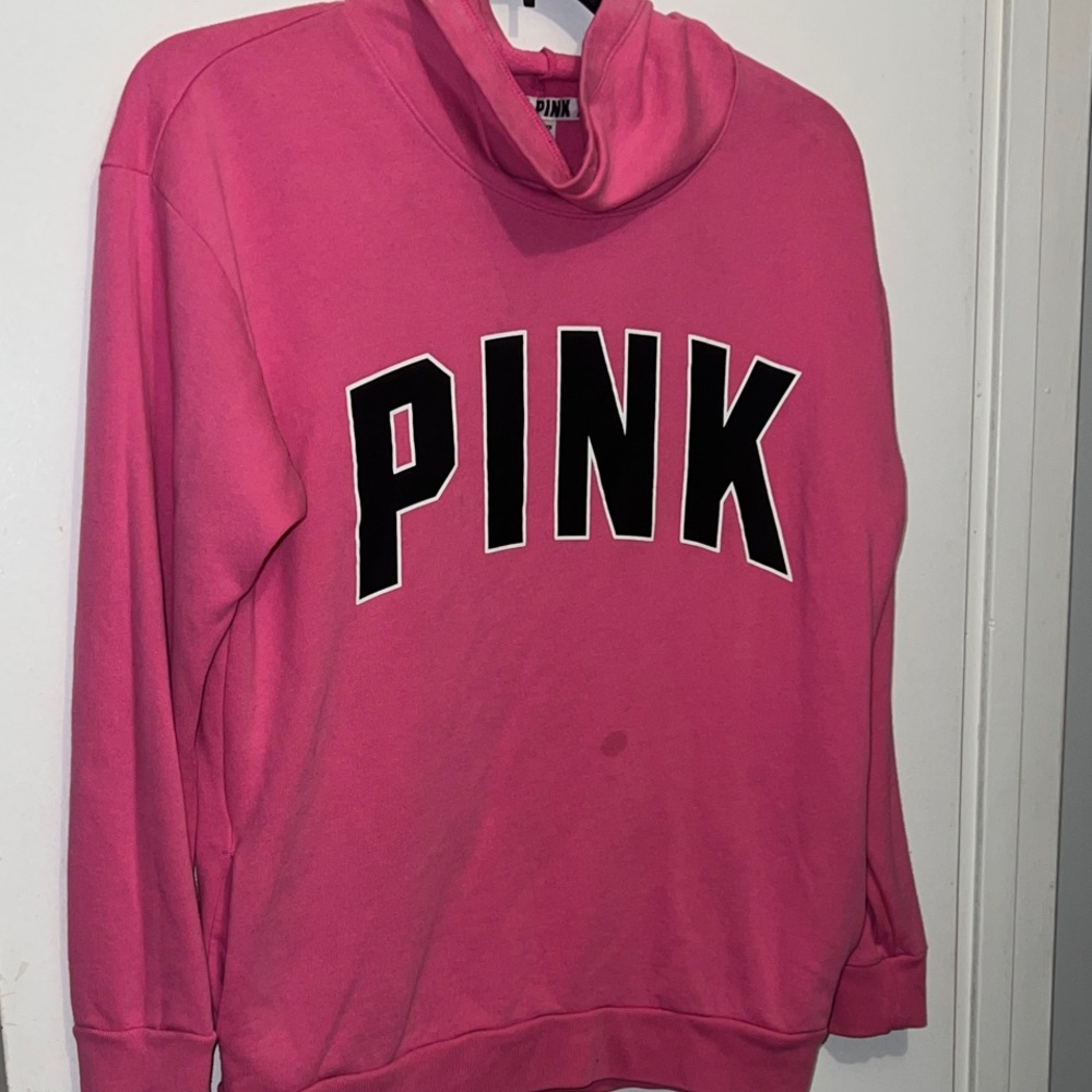PINK Victoria's Secret Pink Hoodie with Black Logo oversized fit small